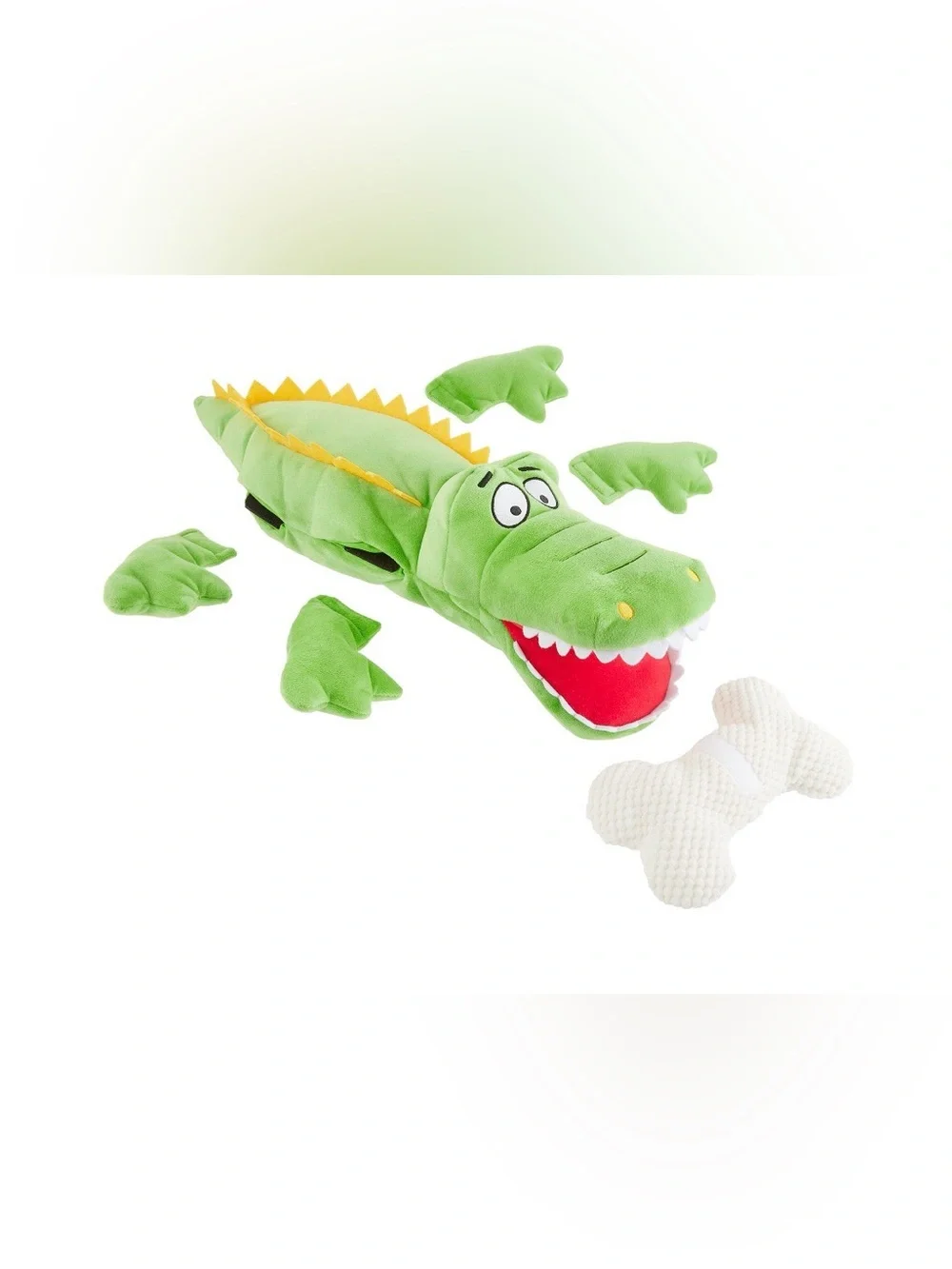 Joyhound XL GIANT Green alligator plush dog toy W/ 4 rip away limbs & a bone